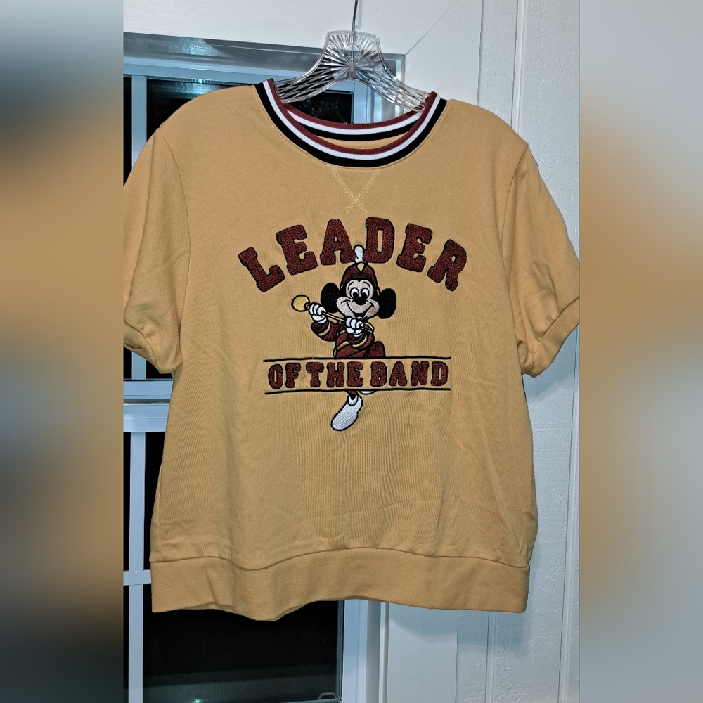 Ladies Disney Knit Top "Leader of the Band" Mickey Mouse Club Embroidered LRG